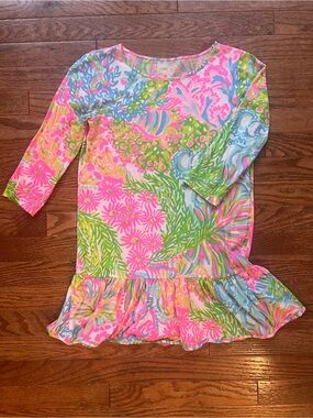 Lilly Pulitzer Multicolor Floral Scoop Neck Top — Pink, Green, Blue